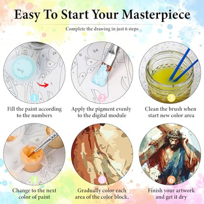 Dawnsphere Jesus Paint by Numbers Kit for Adults Without Frame 16x20 in - color: OP-US13