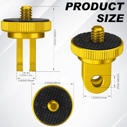 Frienda 4 Pcs Tripod Adapter Compatible with Gopro 1/4-20, Gold - color: Gold