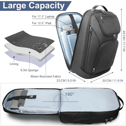 hk Business Smart Backpack for Men Anti-Theft for 17.3 Inch Laptop - color: Black