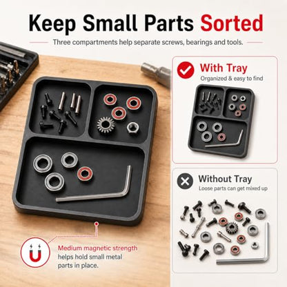 Magnetic Tool Tray for RC Car Drone Electronics Repair Small Parts - color: Black