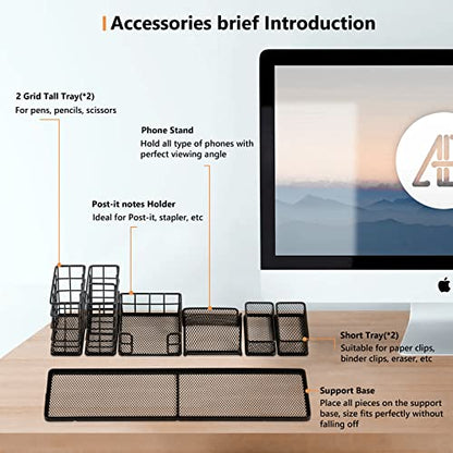 Topwey 7 in 1 Desk Organizer and Accessories - color: Jet Black