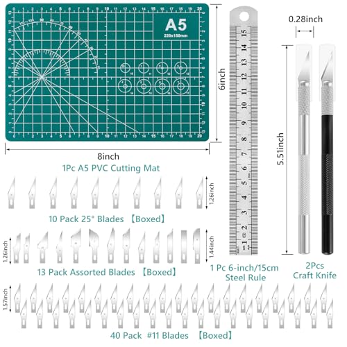 Precision hobby knife set, Craft Knife Blades Angles Steel Ruler - color: Green
