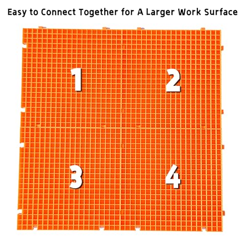 Stained Glass Cutting Mat, Solid Bottom Plastic Grid, Orange, 1 Pack - size: 12"L x 12"W