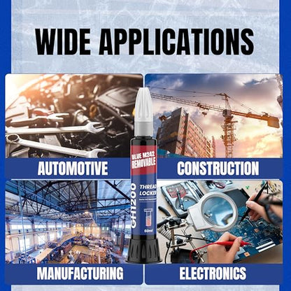GH1200-50ML Blue Thread Lock Medium Strength for Nuts, Bolts, and Metals - Threadlocker Lock Tight & Seal Fasteners with Stable and Consistent Performance - style: (e) 50ml Blue