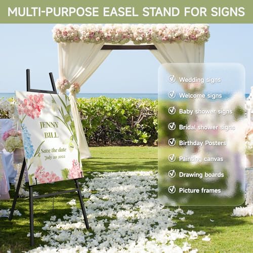 Easel Stand for Sign, Metal Display Easel with Adjustable Chain, Black - color: Black