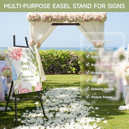 Easel Stand for Sign, Metal Display Easel with Adjustable Chain, Black - color: Black