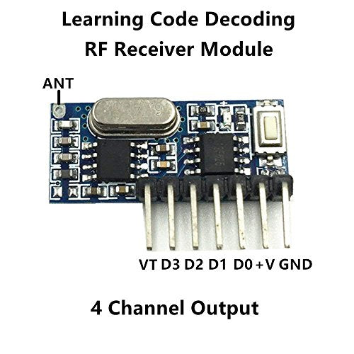 QIACHIP 10 Pack Wireless 433Mhz RF Module Receiver and Transmitter Remote Control Built-in Learning Code 1527 Decoding 4 Channel Output (Transmitter and Receiver kit) - style: Transmitter and Receiver kit (10-pack)