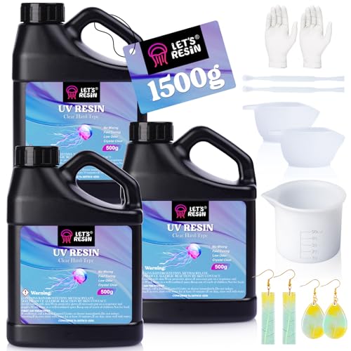 LET'S RESIN UV Resin, 1500g Hard Resin with Silicone Measuring Cups - size: 1500g