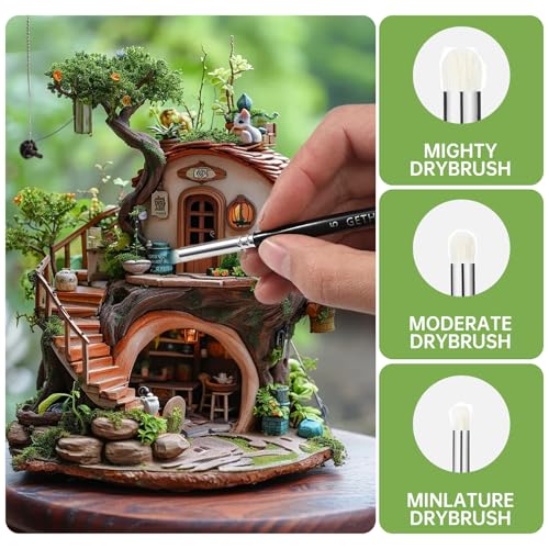 GETHPEN Drybrush Paint Brush Set, 5 Sizes Hobby Detail Paint Brushes - size: 5 Sizes