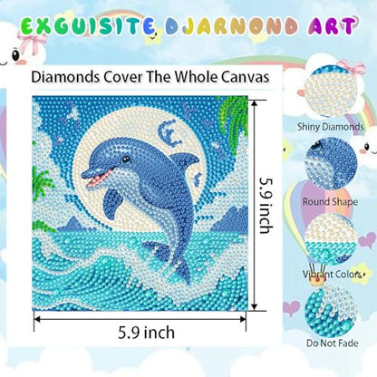 WEMEON Dolphin Diamond Art Kits for Kids with Frame - color: Dolphin