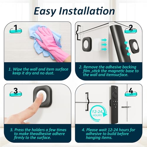 Magnetic Silicone Remote Control Holder Wall Mount for TV Fan 6 Pack Black - color: 6 Black, size: Square