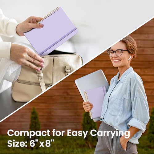 Taja Lined Spiral Notebook for Work, 5.7"x7.9" Spiral Journal College Ruled - color: E-Purple, style: a-Lined(1 Pack)