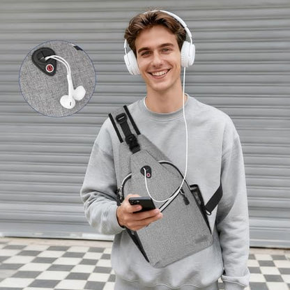 MOSISO Small Sling Bag for Men, Crossbody Shoulder Chest Daypack Bag - color: Gray