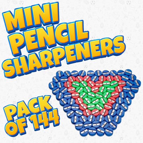 Mini Pencil Sharpeners (144-Pack) Pocket Handheld Colored Pencil Sharpeners