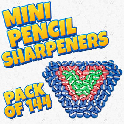 Mini Pencil Sharpeners (144-Pack) Pocket Handheld Colored Pencil Sharpeners