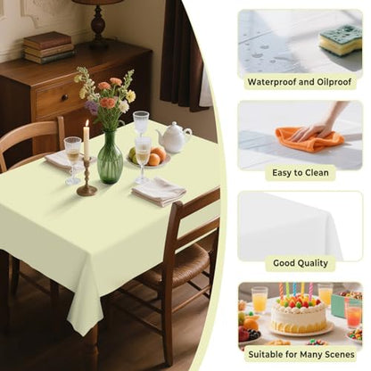 54IN X 320FT Plastic Table Cover Roll with Cutter Box, Cut to Size Plastic Table Cloths for Parties, Birthday, (Beige, 54"x3840"(Rectangular)) - color: Beige, size: 3840" x 54" (Rectangular)