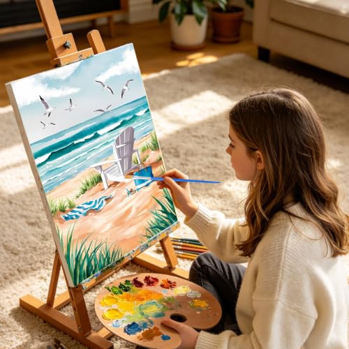Kalonyth Beach Framed Paint by Numbers Kit for Adults Beginner 8x12 inch - color: Frame-OP-US06