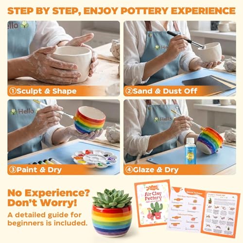 41PCS Pottery Kit for Beginners, 4.4LBS Air Dry Clay for Adults, Guide Book