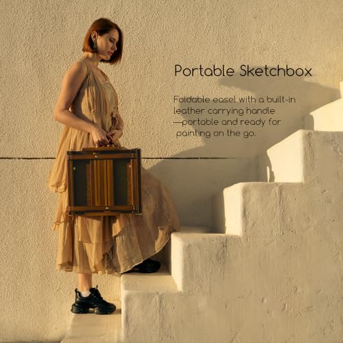 MEEDEN Portable Tabletop Easel for Painting: Artist Sketchbox - color: Walnut