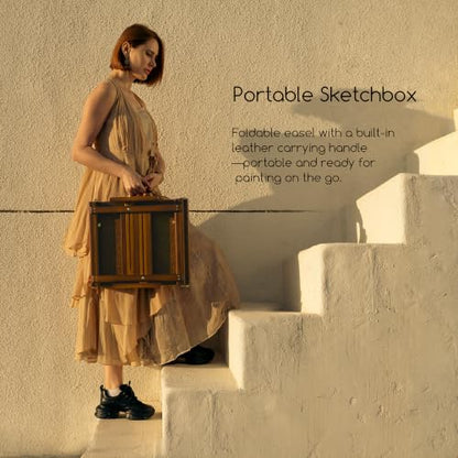 MEEDEN Portable Tabletop Easel for Painting: Artist Sketchbox - color: Walnut