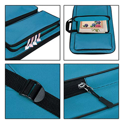 A3 Art Portfolio Carry Case Bag Drawboard Storage Portable Shoulder Tote - color: Blue