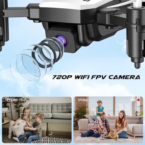 SIMREX Mini Drone with 720P Camera for Kids & Beginners - Foldable RC Quadcopter, Optical Flow Positioning, Altitude Hold, 3D Flip, 2 Batteries 20Min Flight, Safe & Easy Indoor Outdoor Flying Toy Gift (White) - color: White