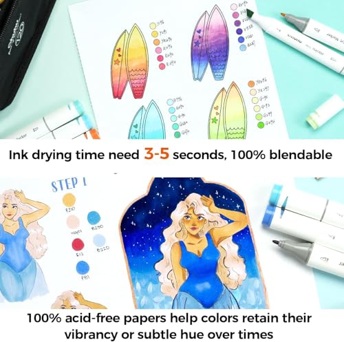 Ohuhu 8.3"x8.3" Double-Sided Bleedproof Marker Pad Art Sketchbook 60 Sheets - size: 8.3" x 8.3"