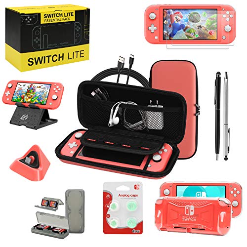 Switch Lite Case 16-in-1 Accessories Bundle for Nintendo Switch Lite (2019) - color: Coral