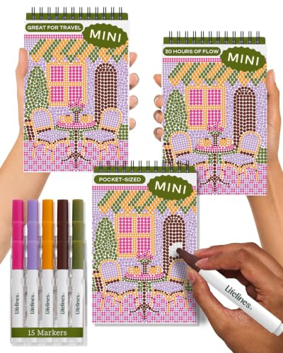 Lifelines FlowArt Mini Activity Pad, 3-Pack - Dot-by-Letter Coloring Books - size: Minis, style: 3 Pack - Café Comforts