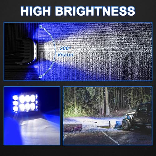 Blue Strobe LED Lights for UTV Pickup Van Boat Tractor Trailer Golf - color: Blue Side Shooter Lights