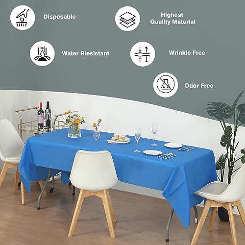 Evershine (12-Pack) Heavy Duty Plastic Table Covers Tablecloth (Reusable) (Rectangle 54" X 108", Royal Blue) - color: Royal Blue, size: 12 PACK Rectangle 54" X 108"