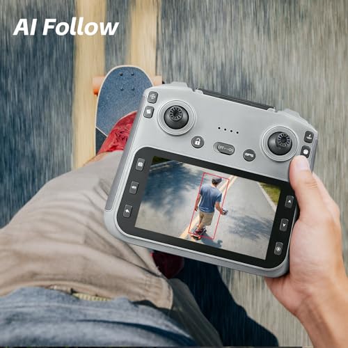 GPS Drone with EIS 4K Camera for Adults , RC Drones with 4.5 inch HD Screen on Controller, Auto Return, 3 Batteries for 90 min Flight Time, 3280 FT Long Control Range Transmission, Circle Fly and Follow Me Mode, Foldable Quadcopter for Beginner, Under 249