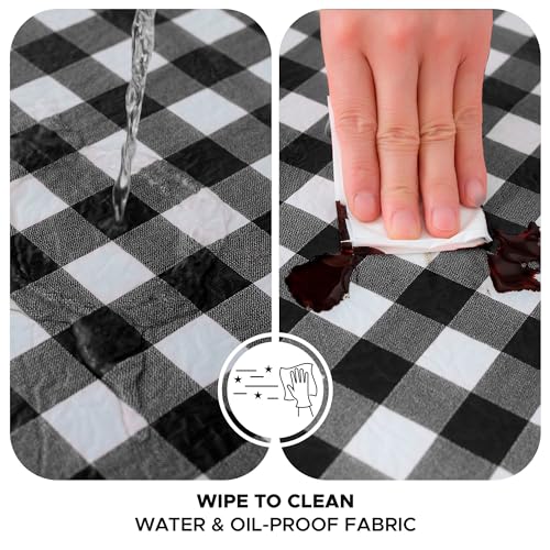 Vinyl Tablecloth with Flannel Backing 2 Pcs 60x84 In Black and White - color: Black and White, size: 60x84 Inch (Rectangular)