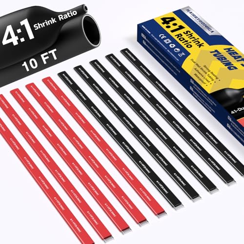 haisstronica 10Ft 4:1 Heat Shrink Tubing Kit 1/4" Black/Red - color: Black & Red, size: 1/4"