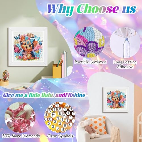 WEMEON Dog Diamond Art Kits for Kids with Frame 7x7 inch - color: Dog