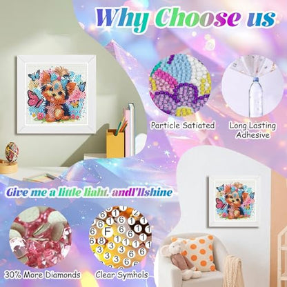 WEMEON Dog Diamond Art Kits for Kids with Frame 7x7 inch - color: Dog
