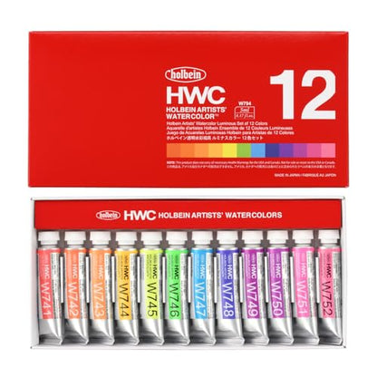 Holbein Artists' Watercolors- Set of 12, Luminous, 5 ml