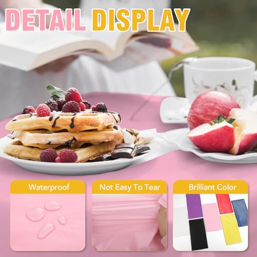 RowinsyDD 50 Pack Pink Plastic Tablecloth, Plastic Table Cloths Disposable - color: Pink