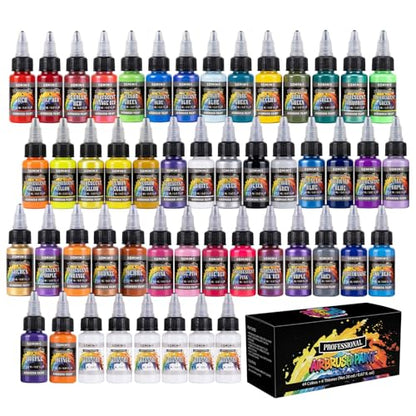 44 Colors Water-Based Acrylic Airbrush Paint Set with 6 Thinners - size: 0.67 Fl Oz (Pack of 1)