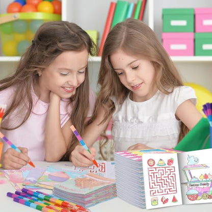 BenLouis 24 Sweet Mini Coloring Books with 24 Crayons for Kids Bulk - style: Candyland