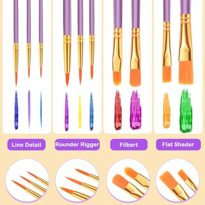 ESRICH 200PCS Paint Brushes, Paint Brush for Acrylic Painting - color: Purple, size: 200