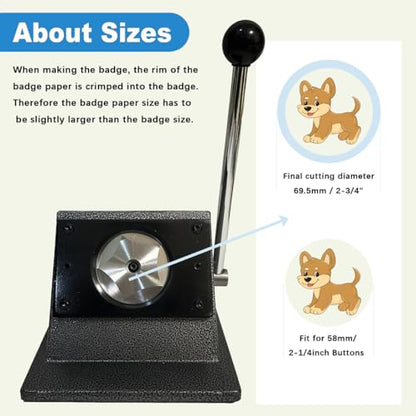 2.28” Circle Punch Cutter for Button Maker, Paper Craft DIY Tool