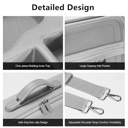 FPVtosky Hard Carrying Case for DJI Mini 5 Pro Drone & RC 2 Controller - Custom Compartments for Fly More Combo, Waterproof PU Leather Travel Bag [CASE ONLY]