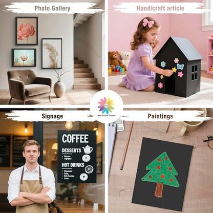 Mat Board Center Pack of 10 Acid-Free Foam Board Black 20x24 in 3/16" Thick - color: Black, size: 20x24