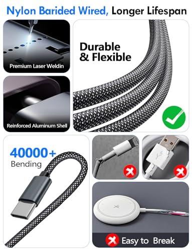 1Pack Travel Essentials for Apple Watch Charger,3-in-2 Multi Charging Cable - color: Black, size: 1Pack-4FT