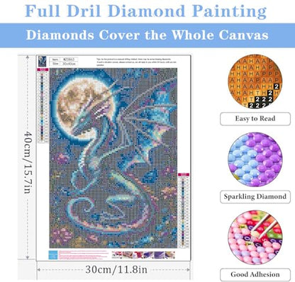 Dragon Diamond Art Kits for Adults 12x16In - color: Dragon