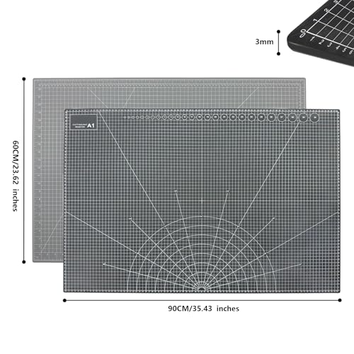 35" x 23" Self Healing PVC Cutting Mat, A1-Black or Gray - color: A1-Black or Gray