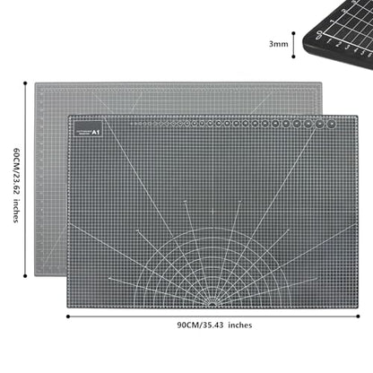 35" x 23" Self Healing PVC Cutting Mat, A1-Black or Gray - color: A1-Black or Gray