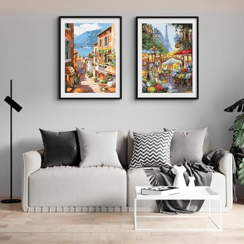 QUITEDEW 2 Pack Scenery Paint by Numbers Kits for Adults,16x20 Inch. - color: C2-scenery