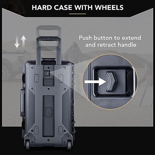 Lykus HC-5120 Hard Case with Wheels and Foam, Inner Size 18.98*10.24*6.3in - size: HC-5120